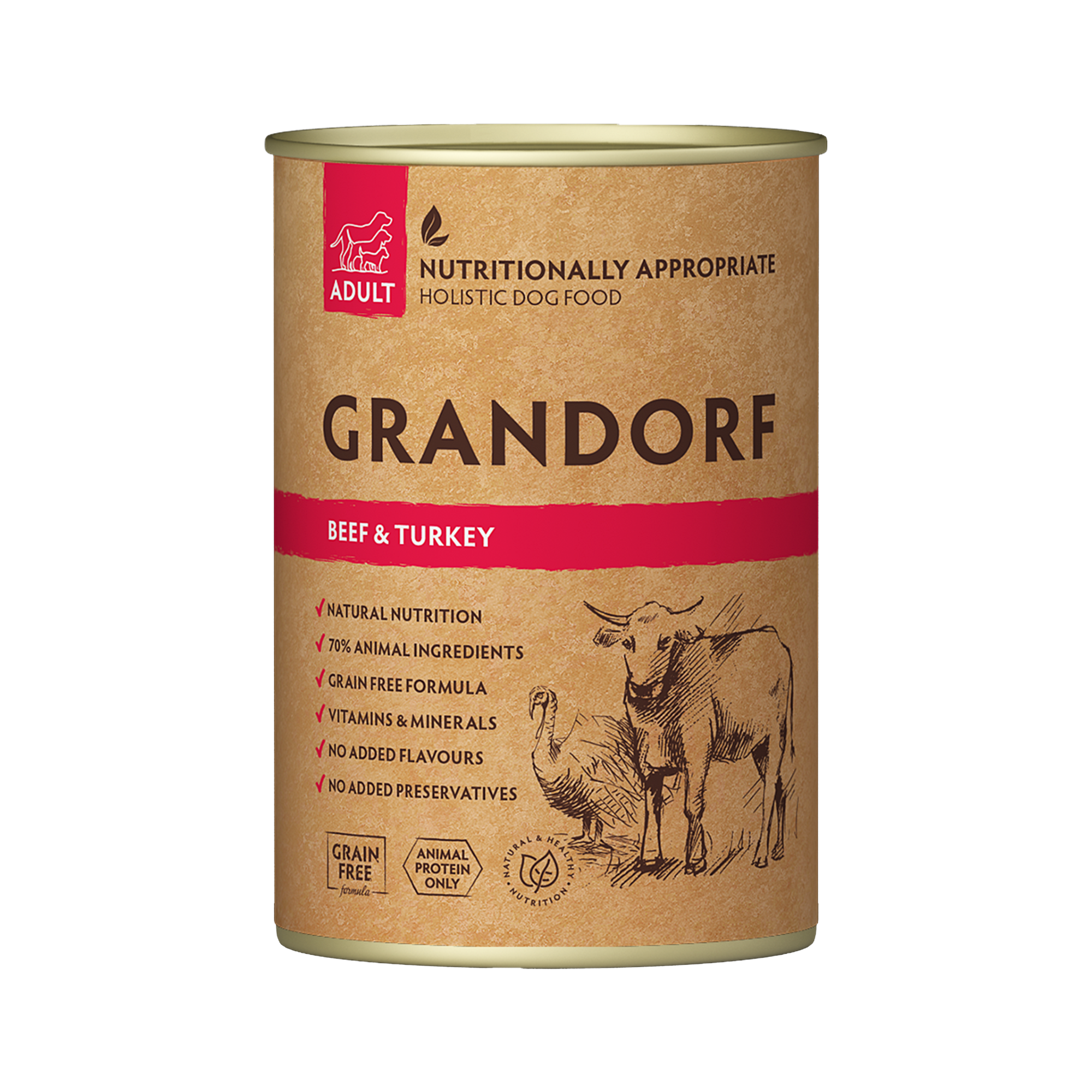 Grandorf Beef & Turkey - Adult Dog 400g - طعام معلب الكلاب - Zue For Pet Supplies Co.