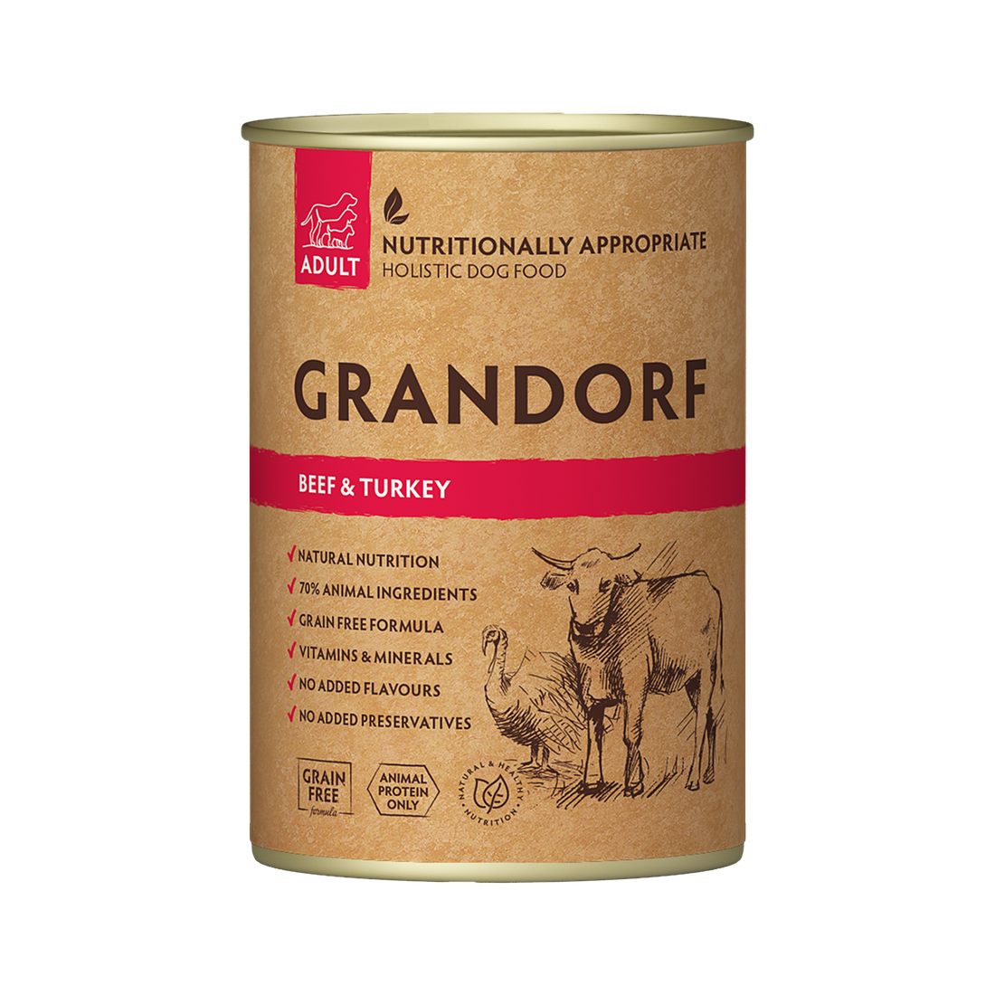 Grandorf Beef & Turkey - Adult Dog 400g - طعام معلب الكلاب - Zue For Pet Supplies Co.