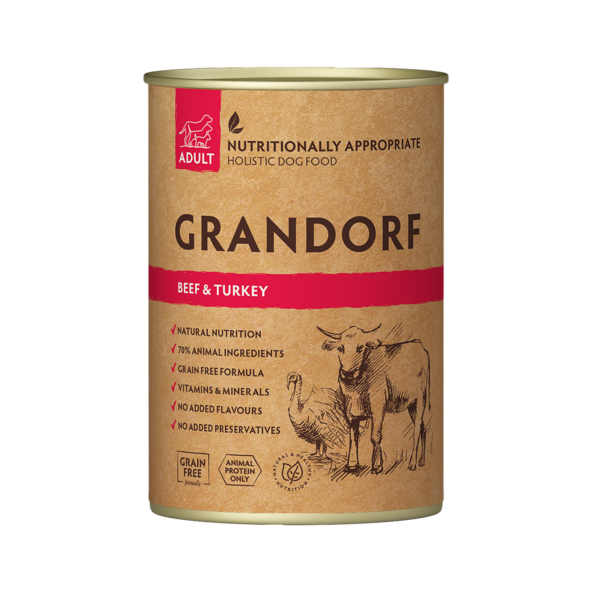 Grandorf Beef & Turkey - Adult Dog 400g - طعام معلب الكلاب - Zue For Pet Supplies Co.