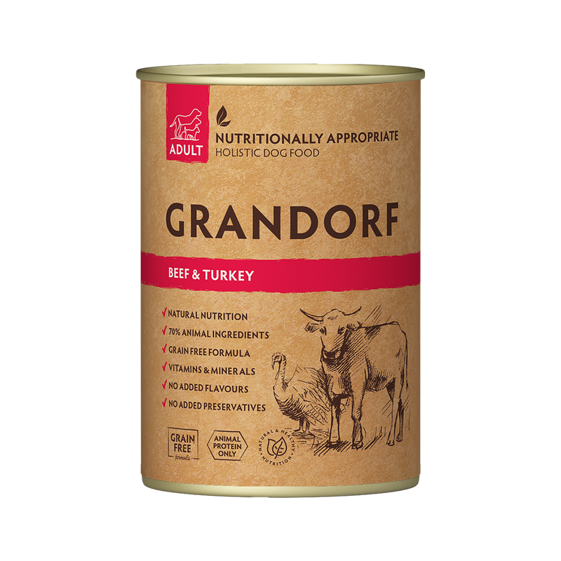 Grandorf Beef & Turkey - Adult Dog 400g - طعام معلب الكلاب - Zue For Pet Supplies Co.