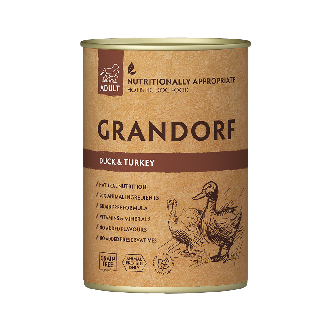 Grandorf Duck & Turkey - Adult Dog 400g - طعام معلب الكلاب - Zue For Pet Supplies Co.