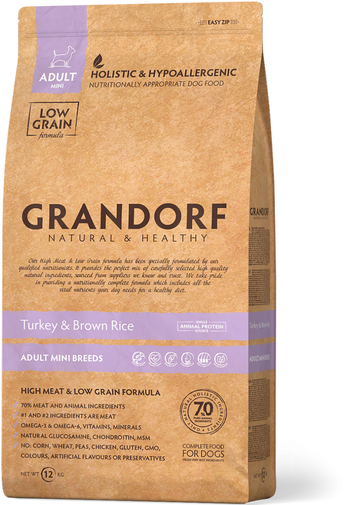 Grandorf Turkey & Brown Rice - Adult Mini Breed 3kg - طعام الكلاب - Zue For Pet Supplies Co.