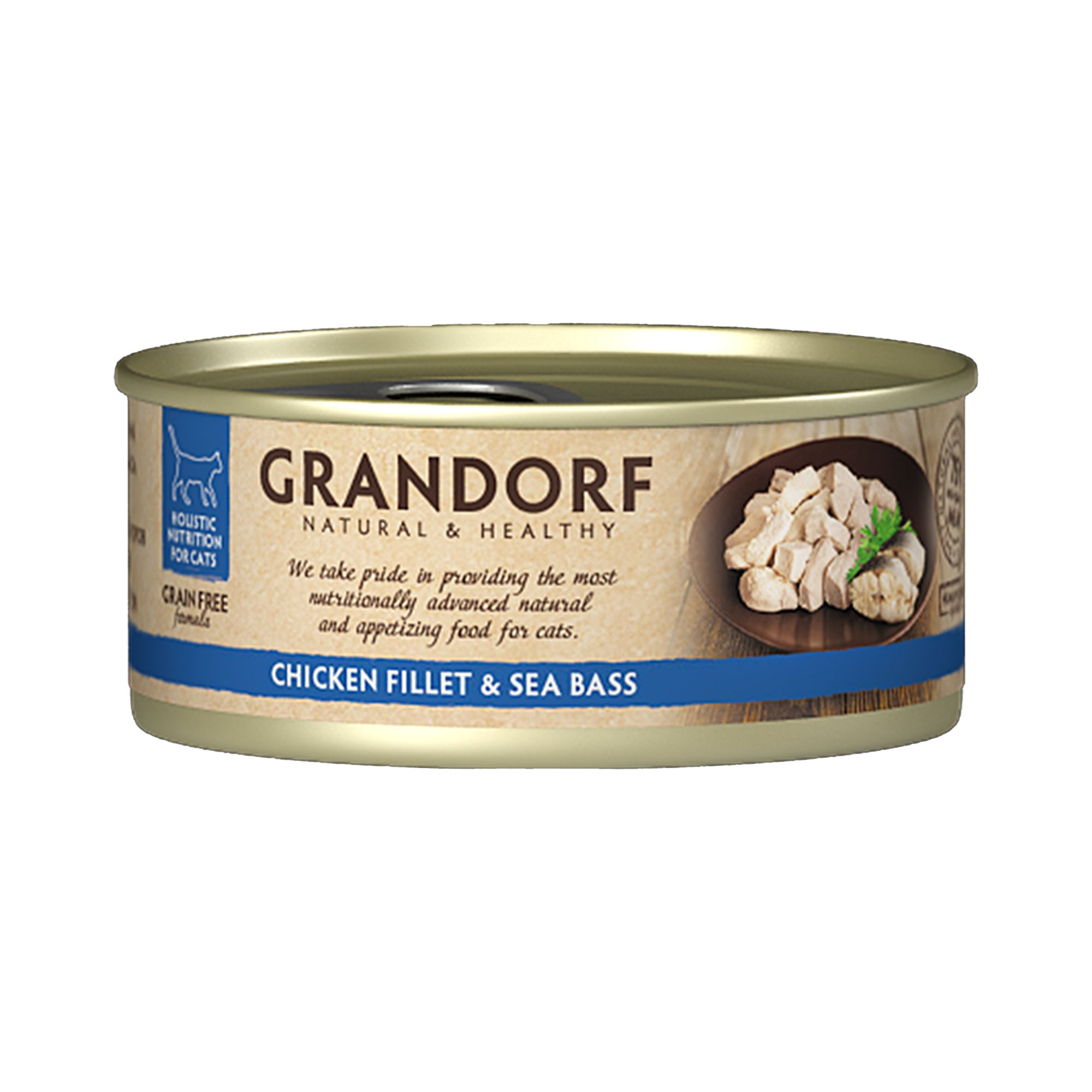 Grandorf Chicken Breast & Seabass - 70g Pack of 6 - طعام معلب للقطط - Zue For Pet Supplies Co.