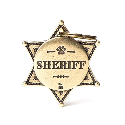 MyFamily Bronx English Brass Sheriff Badge ID Tag ID Tag - ميدالية التعريف - Zue For Pet Supplies Co.