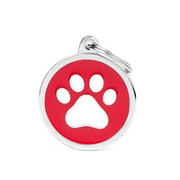 MyFamily Charms Red Big Circle White Paw ID Tag - - ميدالية التعريف - Zue For Pet Supplies Co.