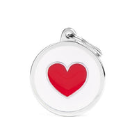 MyFamily Charms White Big Circle Red Heart ID Tag - ميدالية التعريف - Zue For Pet Supplies Co.
