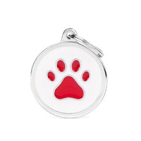 MyFamily Charms White Big Circle Red Paw ID Tag S - ميدالية التعريف - Zue For Pet Supplies Co.