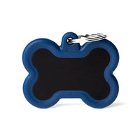 MyFamily Hushtag Black Bone Aluminum Dark Blue Rubber ID Tag - ميدالية التعريف - Zue For Pet Supplies Co.