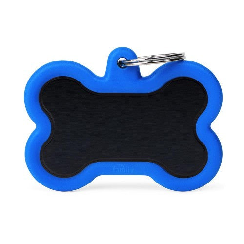 MyFamily Hushtag XL Black Bone Aluminum Blue Rubber ID Tag - MyFamily - ميدالية التعريف - Zue For Pet Supplies Co.
