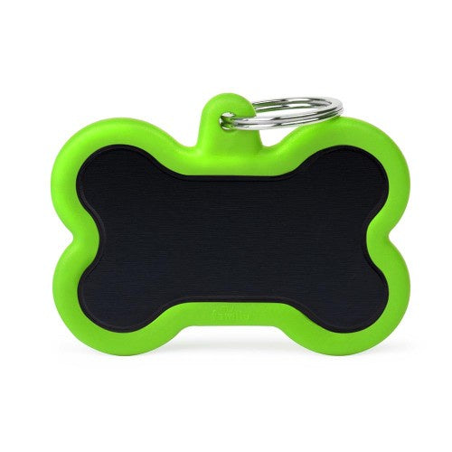 MyFamily Hushtag XL Black Bone Aluminum Green Rubber - ميدالية التعريف - Zue For Pet Supplies Co.