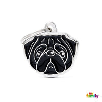 MyFamily New Black Pug ID Dog Tag - ميدالية التعريف - Zue For Pet Supplies Co.
