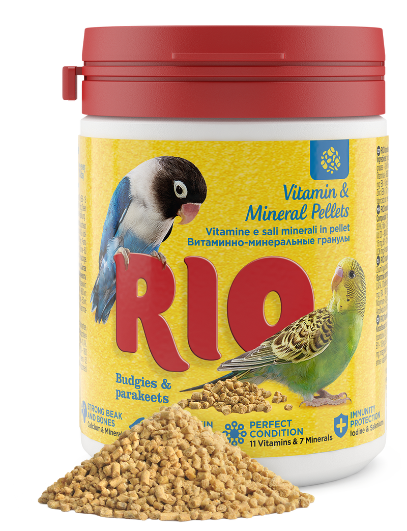 RIO Vitamin and mineral pellets for budgies and parakeets 120gm - طعام الطيور - Zue For Pet Supplies Co.