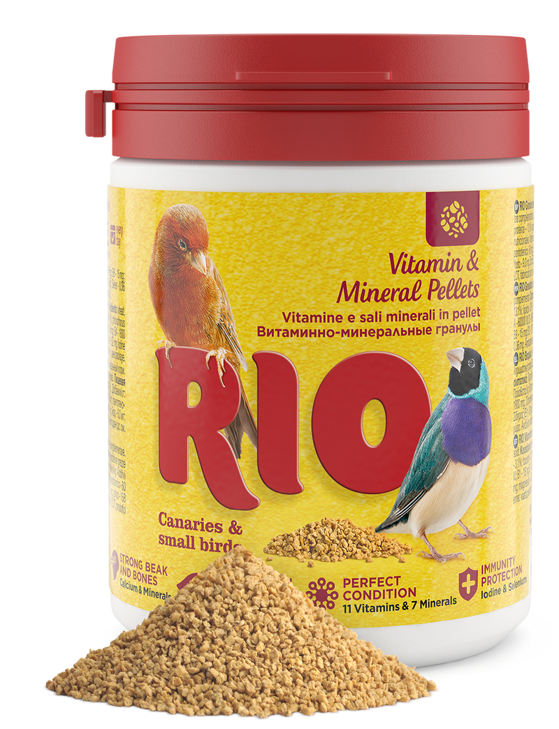 RIO Vitamin and mineral pellets for canaries, exotic birds and other small birds 120gm - طعام الطيور - Zue For Pet Supplies Co.