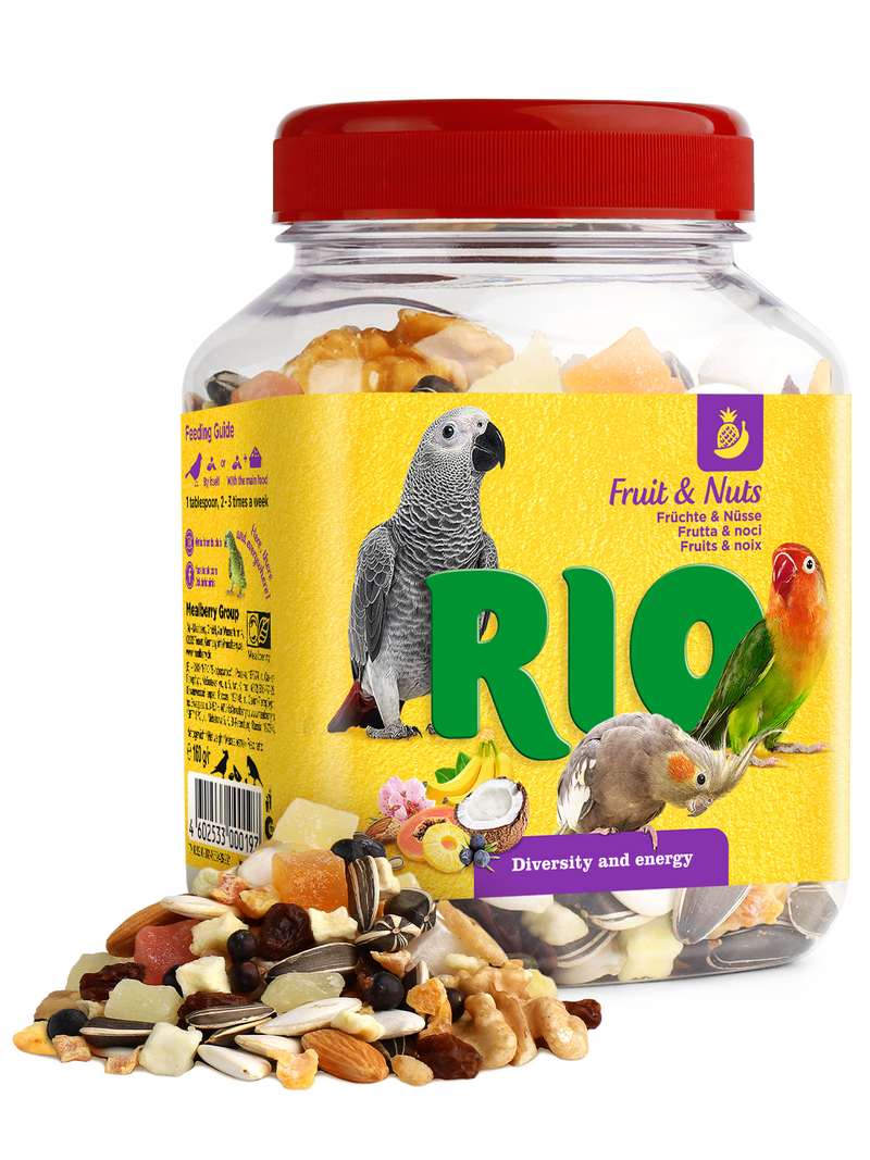 RIO Fruit & Nuts Mix. Natural treat for birds 160gm - مكافأت الطيور - Zue For Pet Supplies Co.