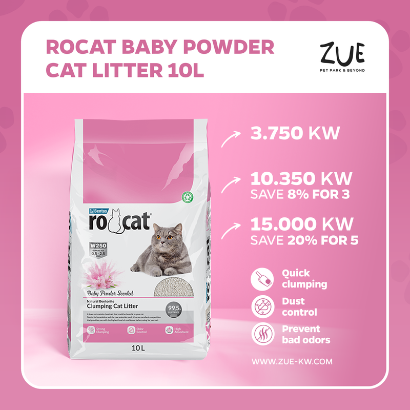 RoCat Baby Powder Cat Litter 10L -  رمل القطط - Zue For Pet Supplies Co.