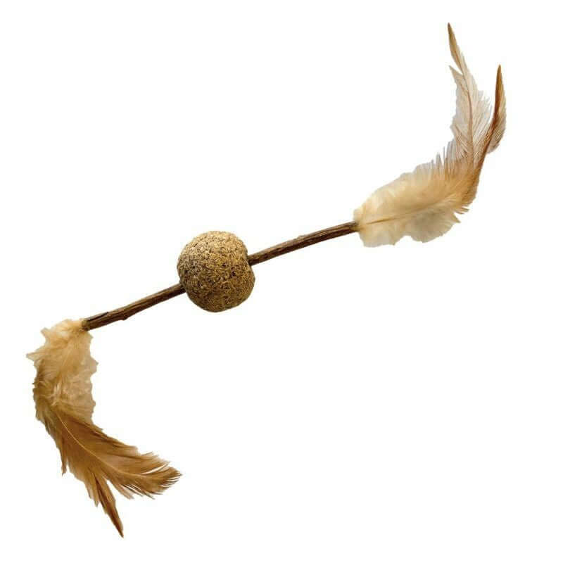 Croci  Stick Feather W/ Catnip Ball Silvervine - ريشة عصا كروسي مع كرة فضية - العاب القطط - Zue For Pet Supplies Co.