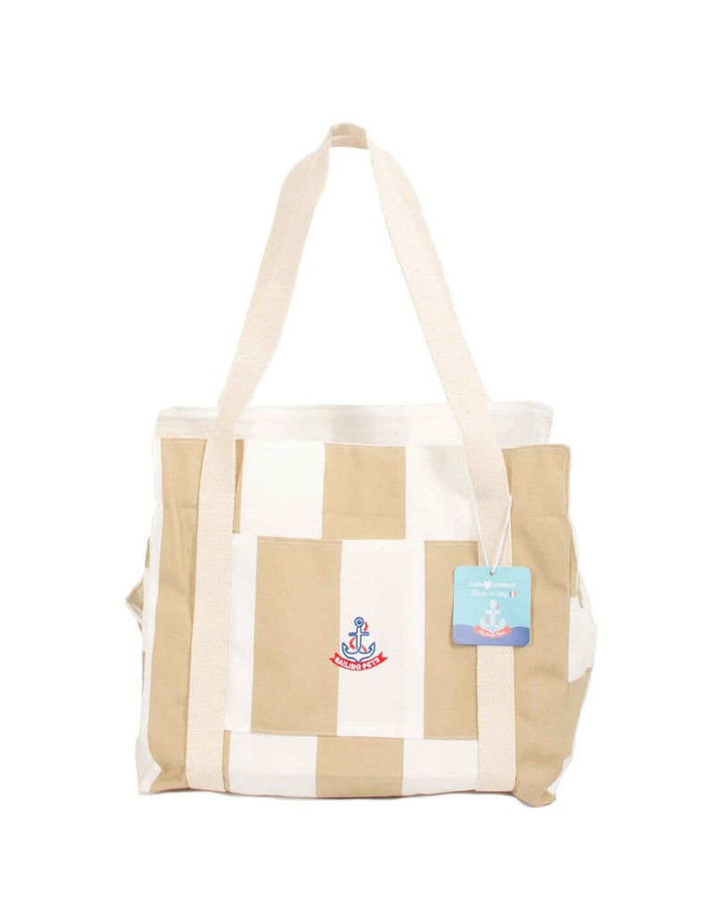 Farm Company Sailing Pet Collection Carrier Bag Made in Italy white/beige 38x22x30cm - اكسسوارات الكلاب - Zue For Pet Supplies Co.