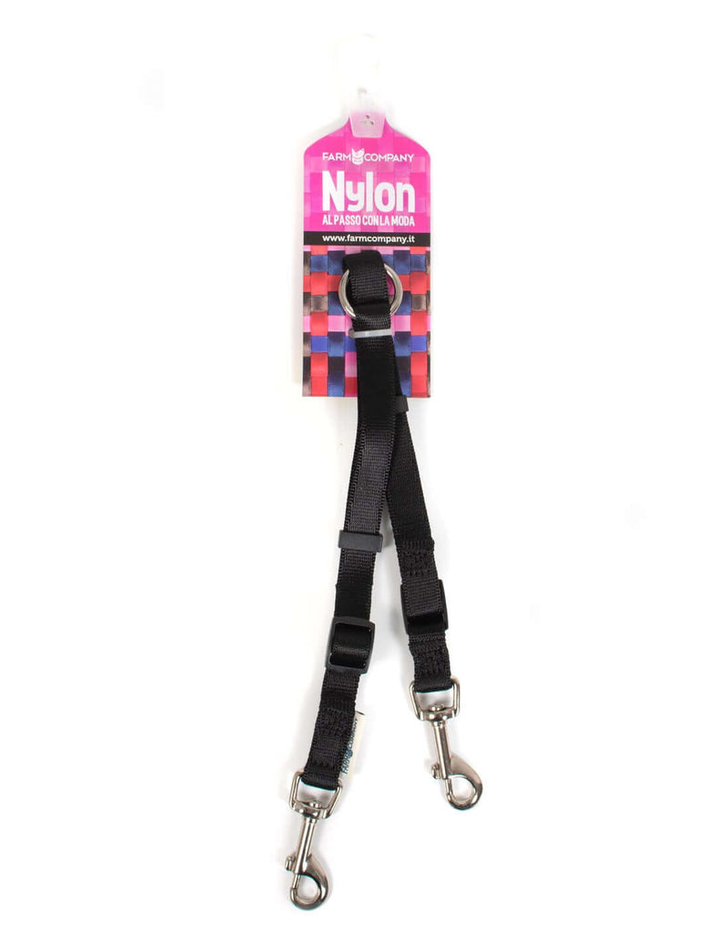 Farm Company Nylon Adjustable Double Leash Black -  15mm x 50/76cm - رباط تحكم للكلاب - Zue For Pet Supplies Co.