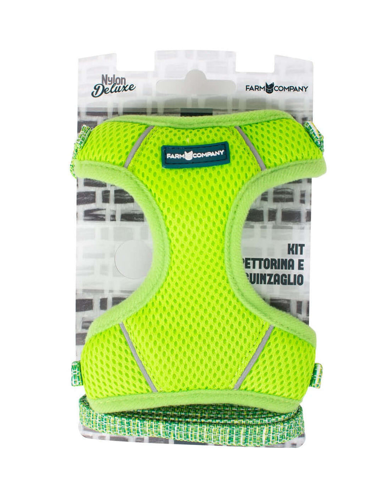 Farm Company Nylon Deluxe Kit Harness - 1x35 40 Leash 120cm Lime Green - مجموعة رباط تحكم وصدرية للكلاب - Zue For Pet Supplies Co.