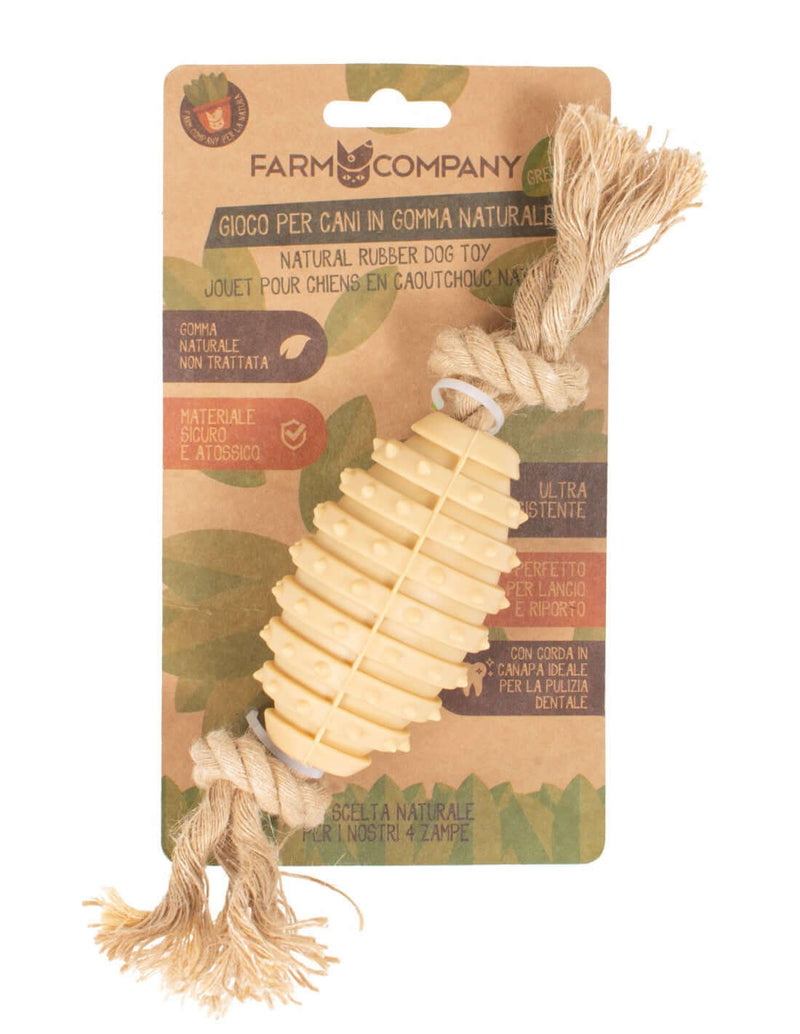 Farm Company Green Rubber & Rope Rugby Spiky ball - S/M 23cm - ألعاب الكلاب - Zue For Pet Supplies Co.