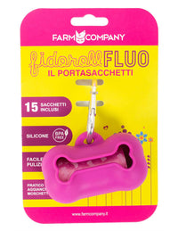 Farm Company Fidoroll Fluo Bone Silicone dispenser +15 bags asstd. colors - مستلزمات النظافة والعناية والرعاية - Zue For Pet Supplies Co.