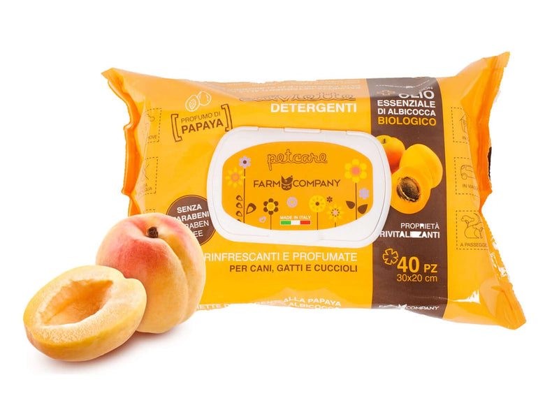 Farm Company Pet cleansing wipes Apricot essential Oil and Papaya - 40 pcs - مستلزمات الحيوانات الأليفة - Zue For Pet Supplies Co.