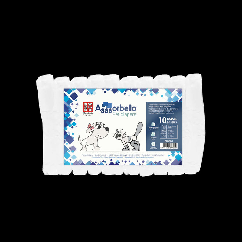 Ferribiella Pet Diapers w/Polymer 10pcs. Small - مستلزمات النظافة والعناية والرعاية - Zue For Pet Supplies Co.