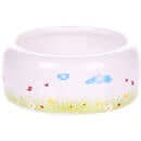 Flamingo Feeding Bowl Small Animal Kiki Ceramic Round White L 16X16X5.5cm 700ml - مستلزمات الطعام للحيوانات الصغيرة - Zue For Pet Supplies Co.