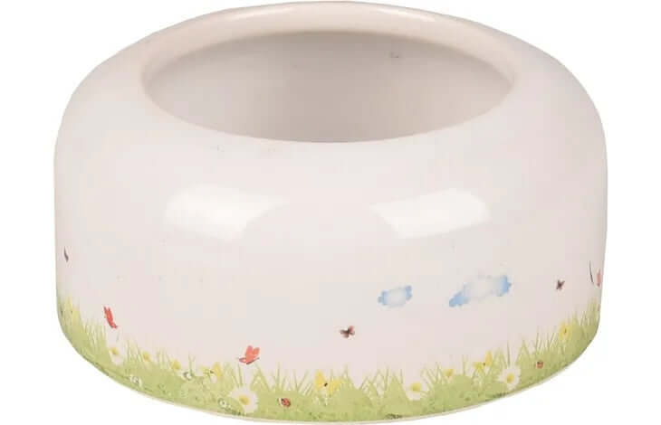 Flamingo Feeding Bowl Small Animal Kiki Ceramic Round White M 11.5X11.5X4.5cm 275ml - مستلزمات الطعام للحيوانات الصغيرة - Zue For Pet Supplies Co.