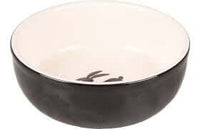 Flamingo Feeding Bowl Small Animal Nala Ceramic Black-White 13.3X13.3X4.6cm 400ml - مستلزمات الطعام للحيوانات الصغيرة - Zue For Pet Supplies Co.