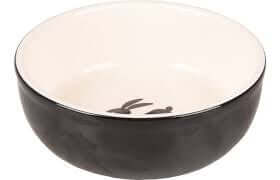 Flamingo Feeding Bowl Small Animal Nala Ceramic Black-White 13.3X13.3X4.6cm 400ml - مستلزمات الطعام للحيوانات الصغيرة - Zue For Pet Supplies Co.