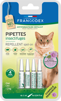 Francodex Repellent Pipette Cat 4X0.6ml - مستلزمات النظافة والعناية والرعاية - Zue For Pet Supplies Co.