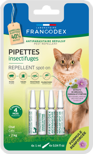 Francodex Repellent Pipette Cat 4X0.6ml - مستلزمات النظافة والعناية والرعاية - Zue For Pet Supplies Co.