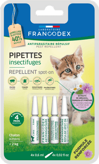 Francodex Repellent Pipette Kitten 4X0.6ml - مستلزمات النظافة والعناية والرعاية - Zue For Pet Supplies Co.