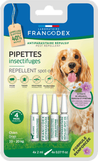 Francodex Repellent Pipette Medium Dog 4X2ml - مستلزمات النظافة والعناية والرعاية - Zue For Pet Supplies Co.