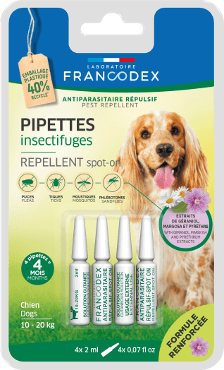 Francodex Repellent Pipette Medium Dog 4X2ml - مستلزمات النظافة والعناية والرعاية - Zue For Pet Supplies Co.