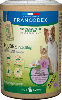Francodex Repellent Powder Dog/Cat 150g - مستلزمات النظافة والعناية والرعاية - Zue For Pet Supplies Co.