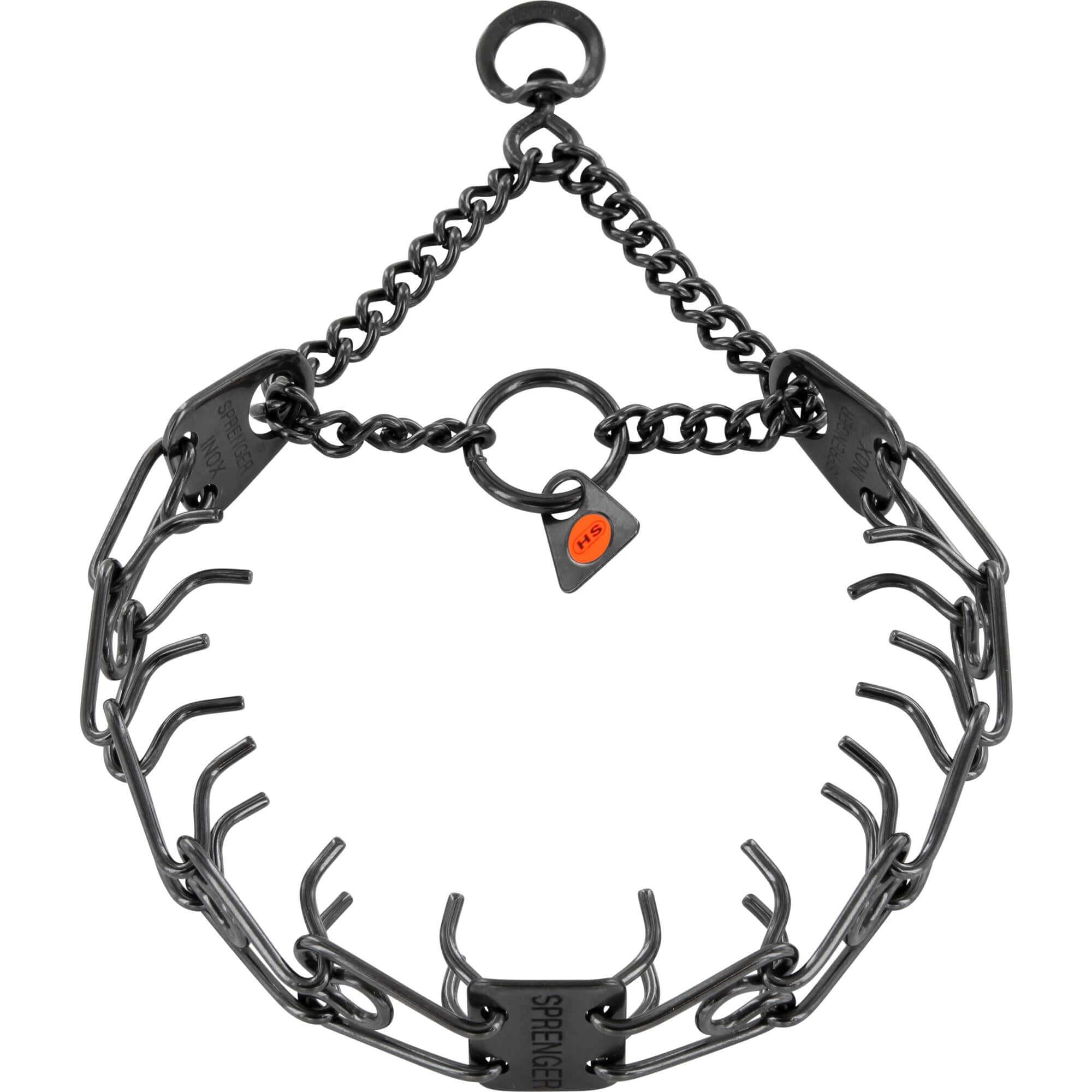 Herm Sprenger ULTRA-PLUS Training Collar with Center-Plate and Assembly Chain - Stainless steel black 2.25 mm, 41 cm / 16" - طوق للكلاب - Zue For Pet Supplies Co.