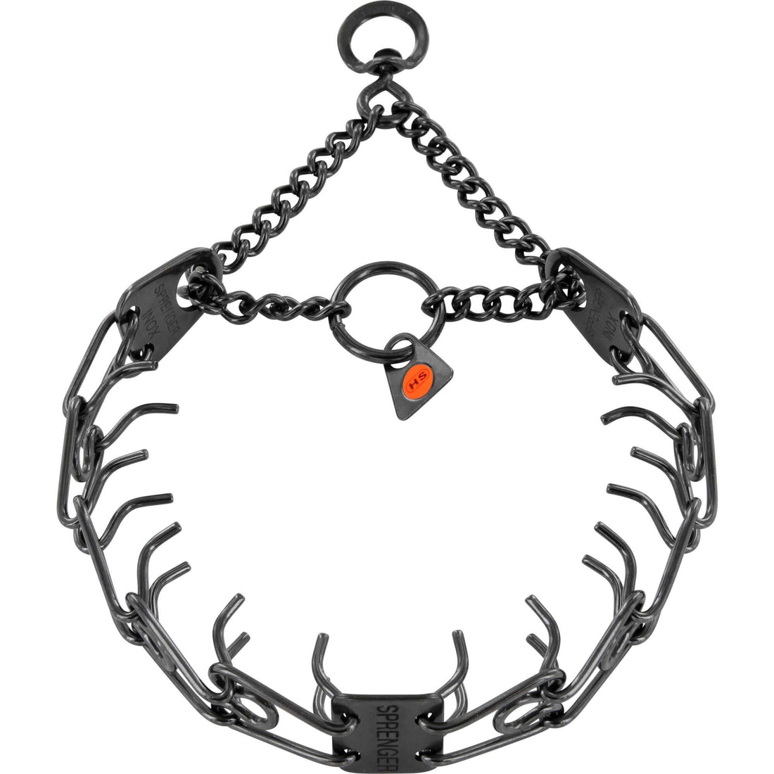 Herm Sprenger ULTRA-PLUS Training Collar with Center-Plate and Assembly Chain - Stainless steel black 2.25 mm, 41 cm / 16" - طوق للكلاب - Zue For Pet Supplies Co.