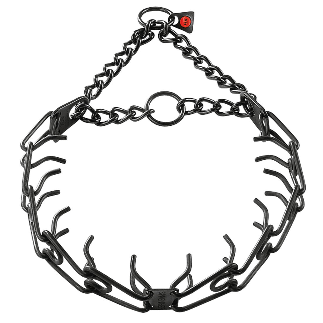 Herm Sprenger ULTRA-PLUS Training Collar with Center-Plate and Assembly Chain - Stainless Steel Black, 3.2mm 58cm / 23" - طوق للكلاب - Zue For Pet Supplies Co.