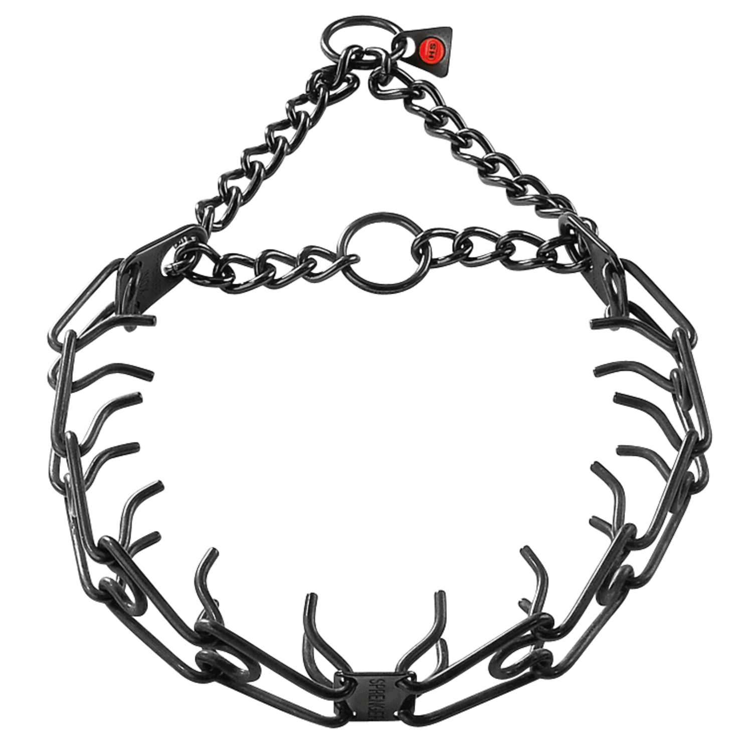 Herm Sprenger ULTRA-PLUS Training Collar with Center-Plate and Assembly Chain - Stainless Steel Black, 3.2mm 58cm / 23" - طوق للكلاب - Zue For Pet Supplies Co.