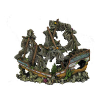Hugo Tattered Sail Boat 31X11X22cm - ديكور حوض السمك - Zue For Pet Supplies Co.