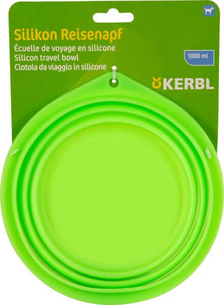 Kerbl Silicone Travel Bowl (foldable) 1000ml Green - Zue For Pet Supplies Co.