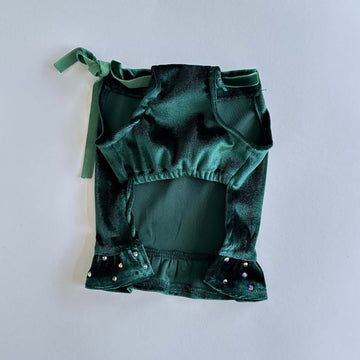 Ziggy Dog Green Velvet Dress L - ملابس للحيوانات الأليفة - Zue For Pet Supplies Co.